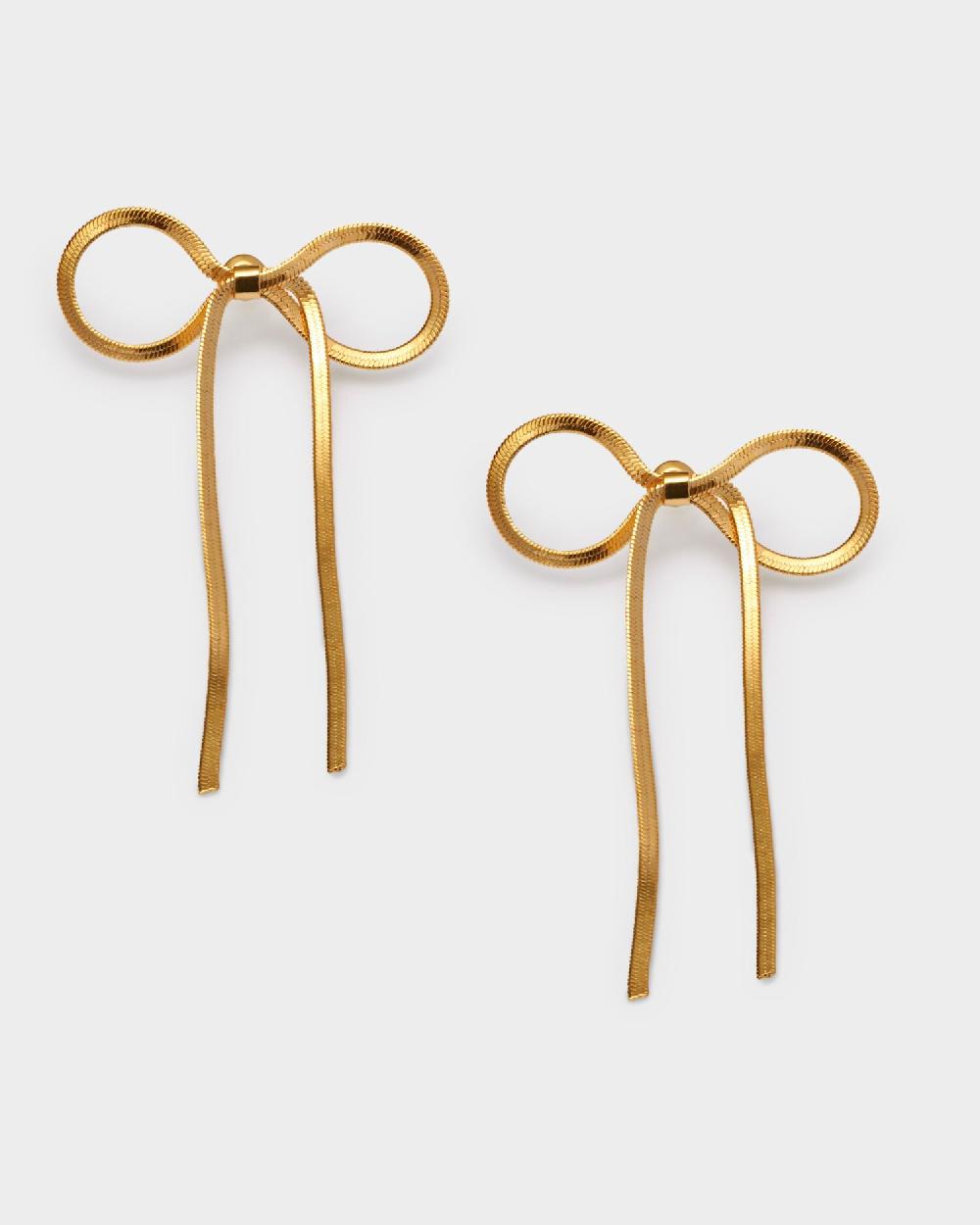 Katie Loxton Amelie Waterproof Gold Bow Oversized Earrings