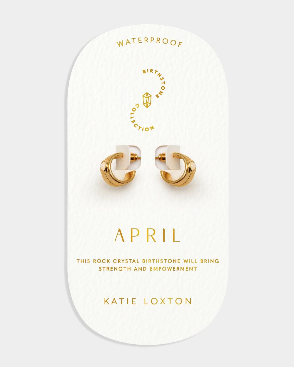 Katie Loxton 'April' Waterproof Gold Birthstone Hoop Earrings