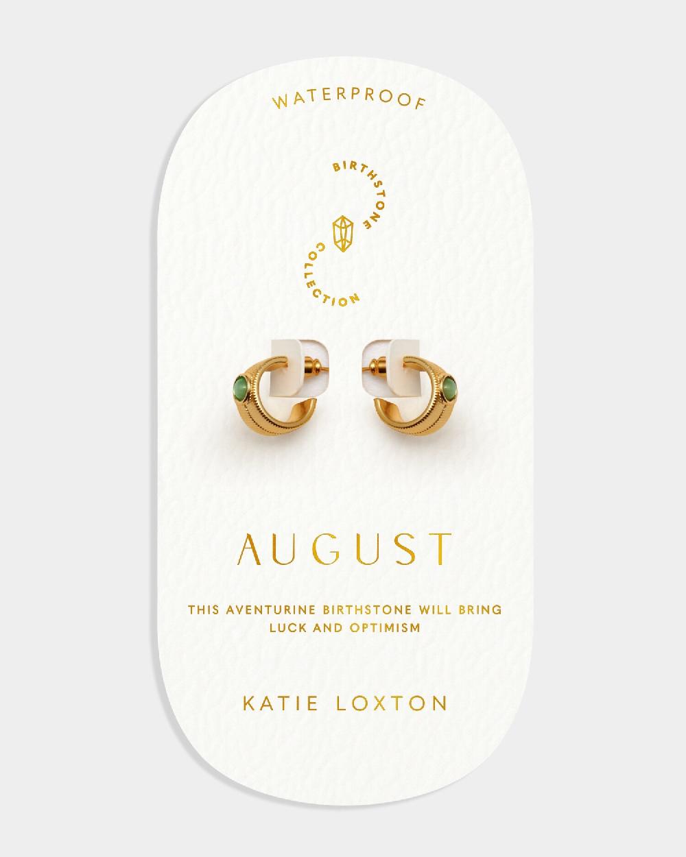 Katie Loxton 'August' Waterproof Gold Birthstone Hoop Earrings