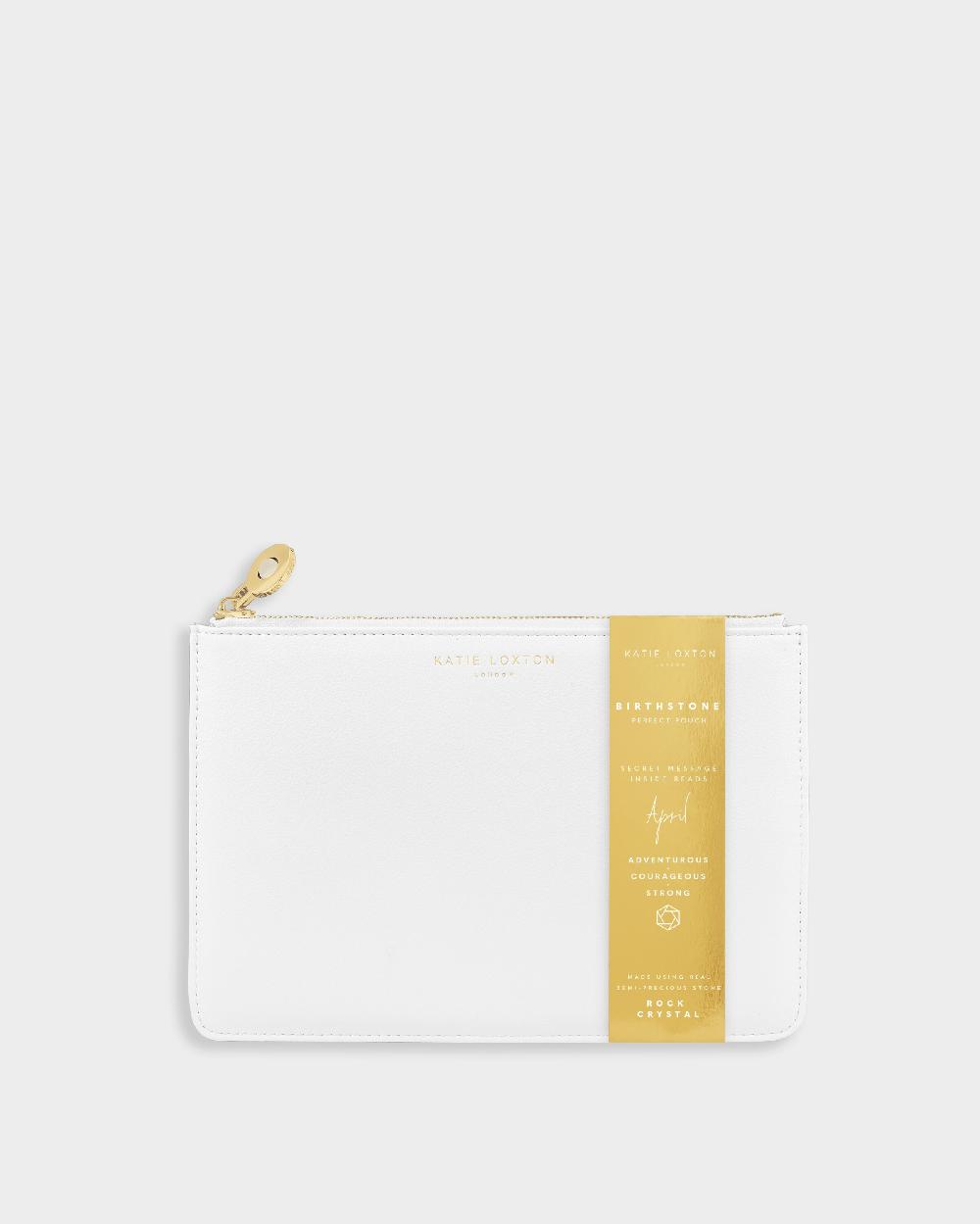 Katie Loxton Birthstone Perfect Pouch 'April' Rock Crystal White