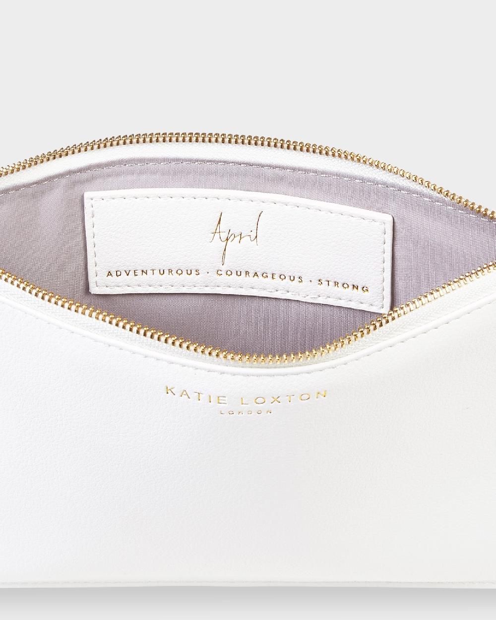 Katie Loxton Birthstone Perfect Pouch 'April' Rock Crystal White