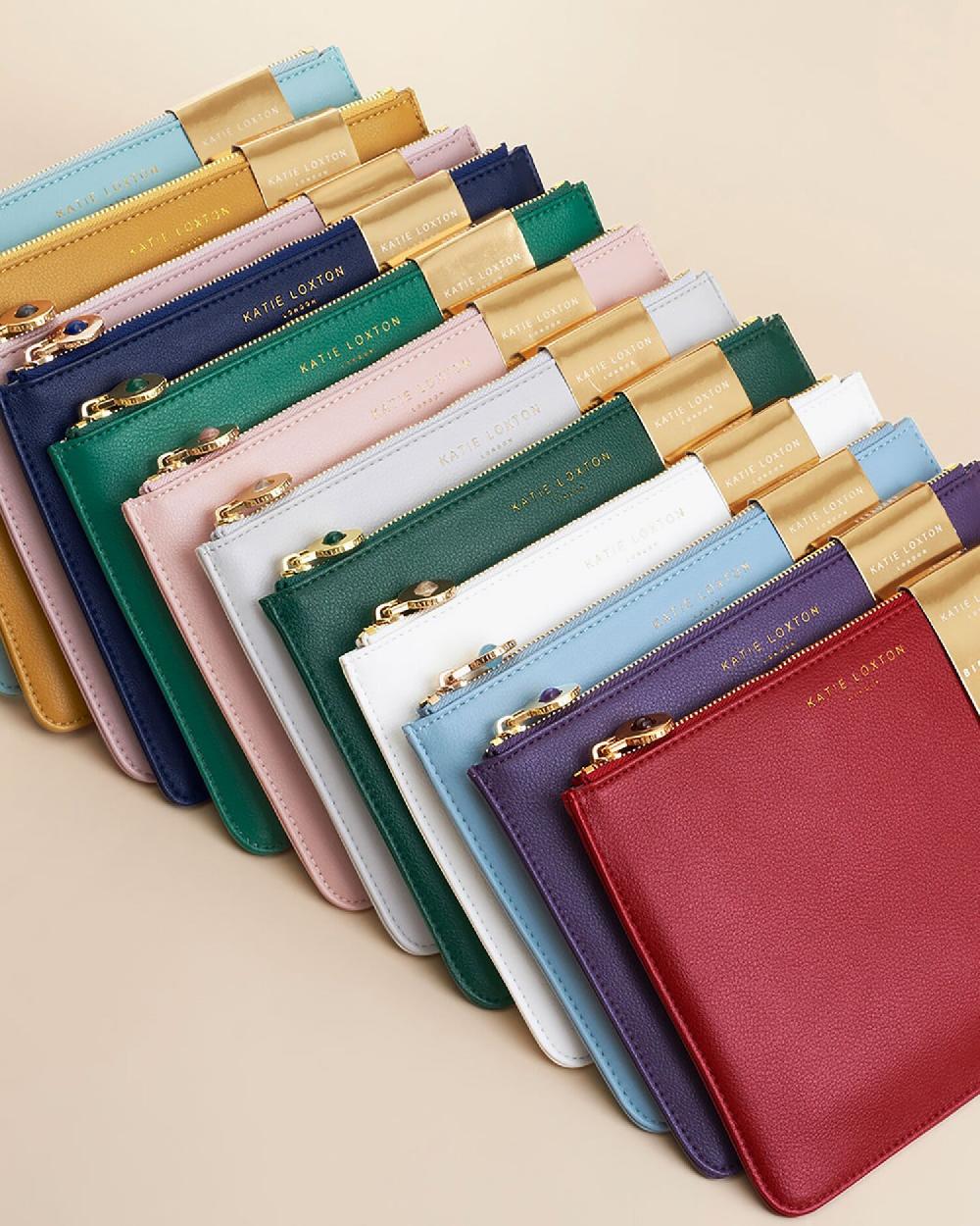 katie loxton Birthstone Perfect Pouch 'April' Rock Crystal White