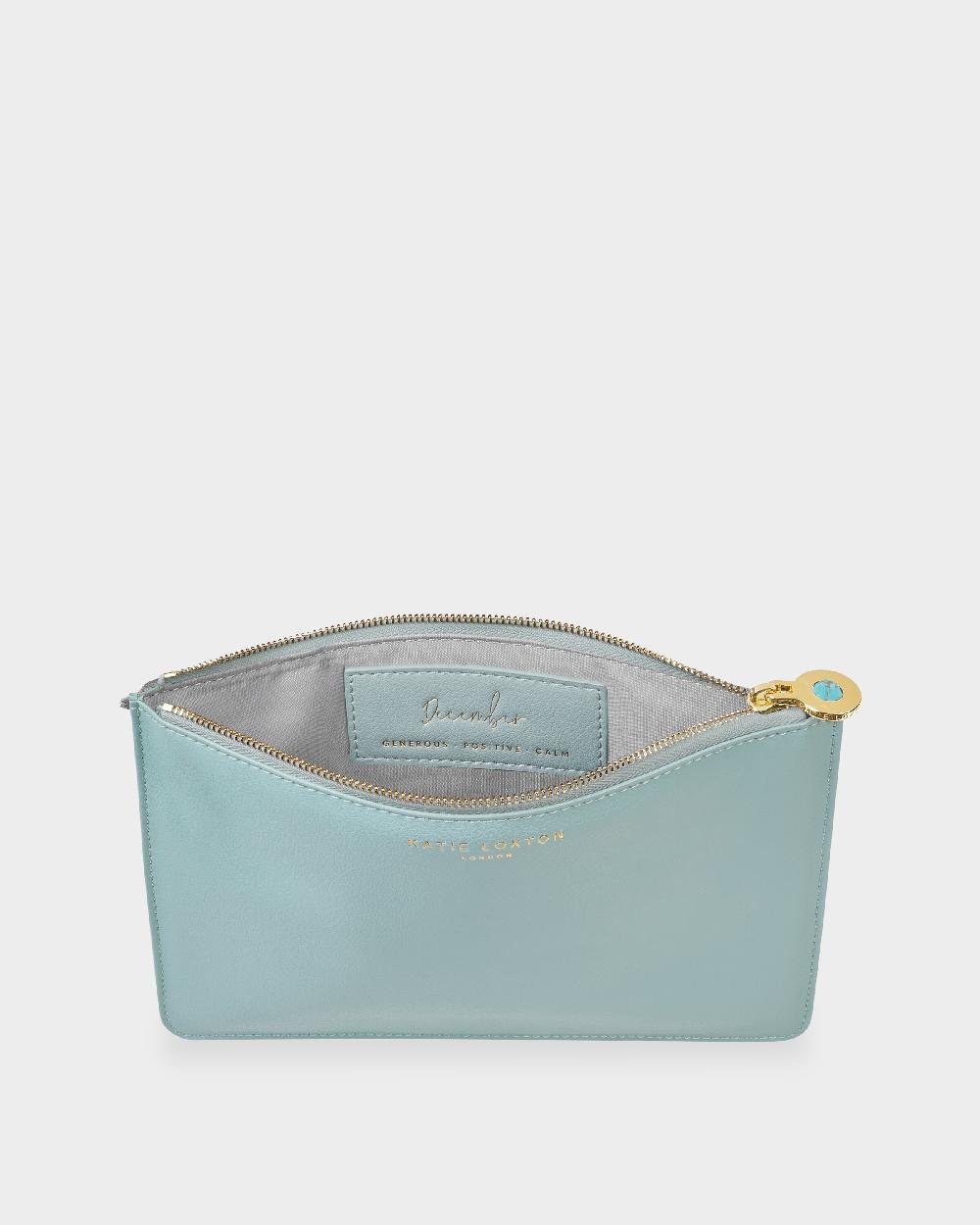 Katie Loxton Birthstone Perfect Pouch 'December' In Turquoise Duck Egg Blue