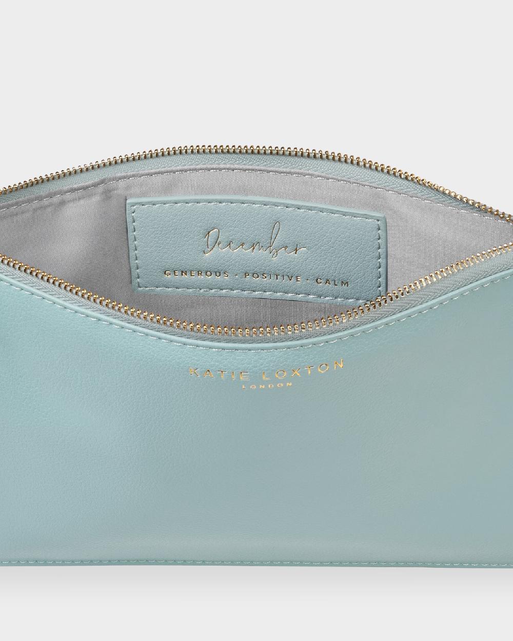 Katie Loxton Birthstone Perfect Pouch 'December' In Turquoise Duck Egg Blue