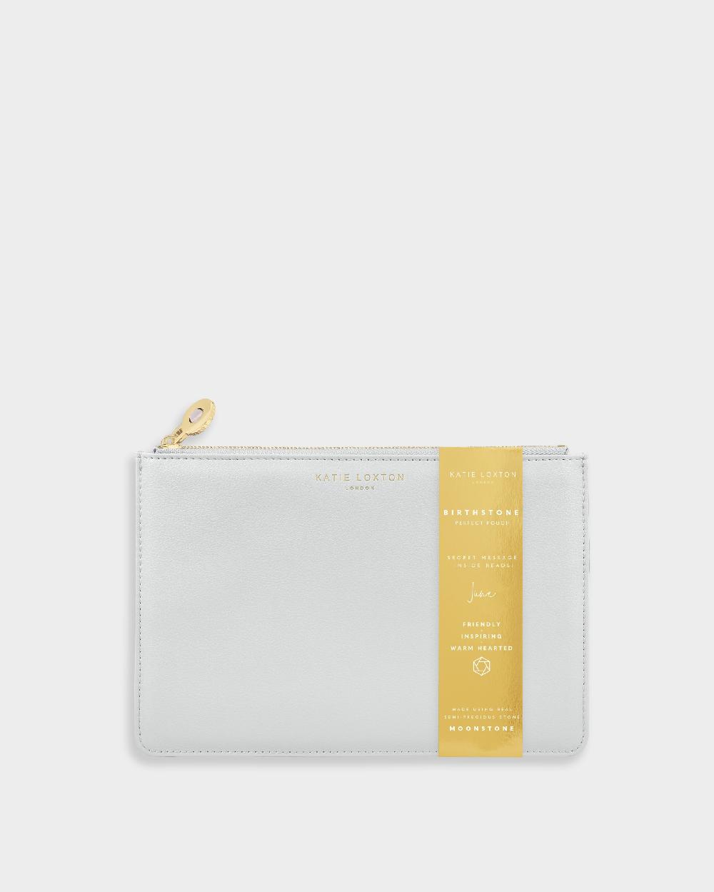 Katie Loxton Birthstone Perfect Pouch 'June' Moonstone In Pale Grey