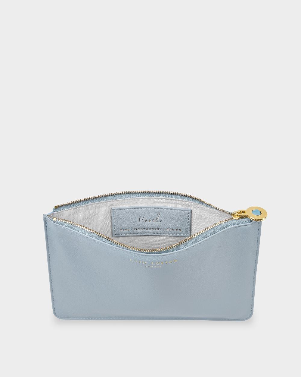 Katie Loxton Birthstone Perfect Pouch 'March' Aqua Crystal In Blue
