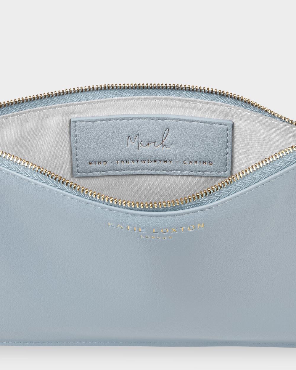 Katie Loxton Birthstone Perfect Pouch 'March' Aqua Crystal In Blue