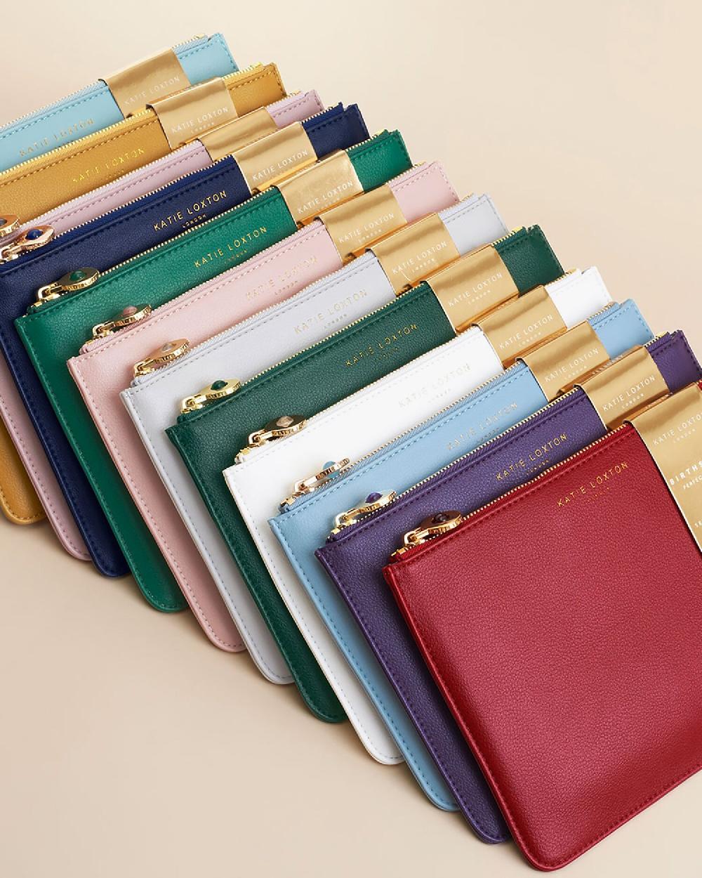 katie loxton Birthstone Perfect Pouch 'March' Aqua Crystal in Blue