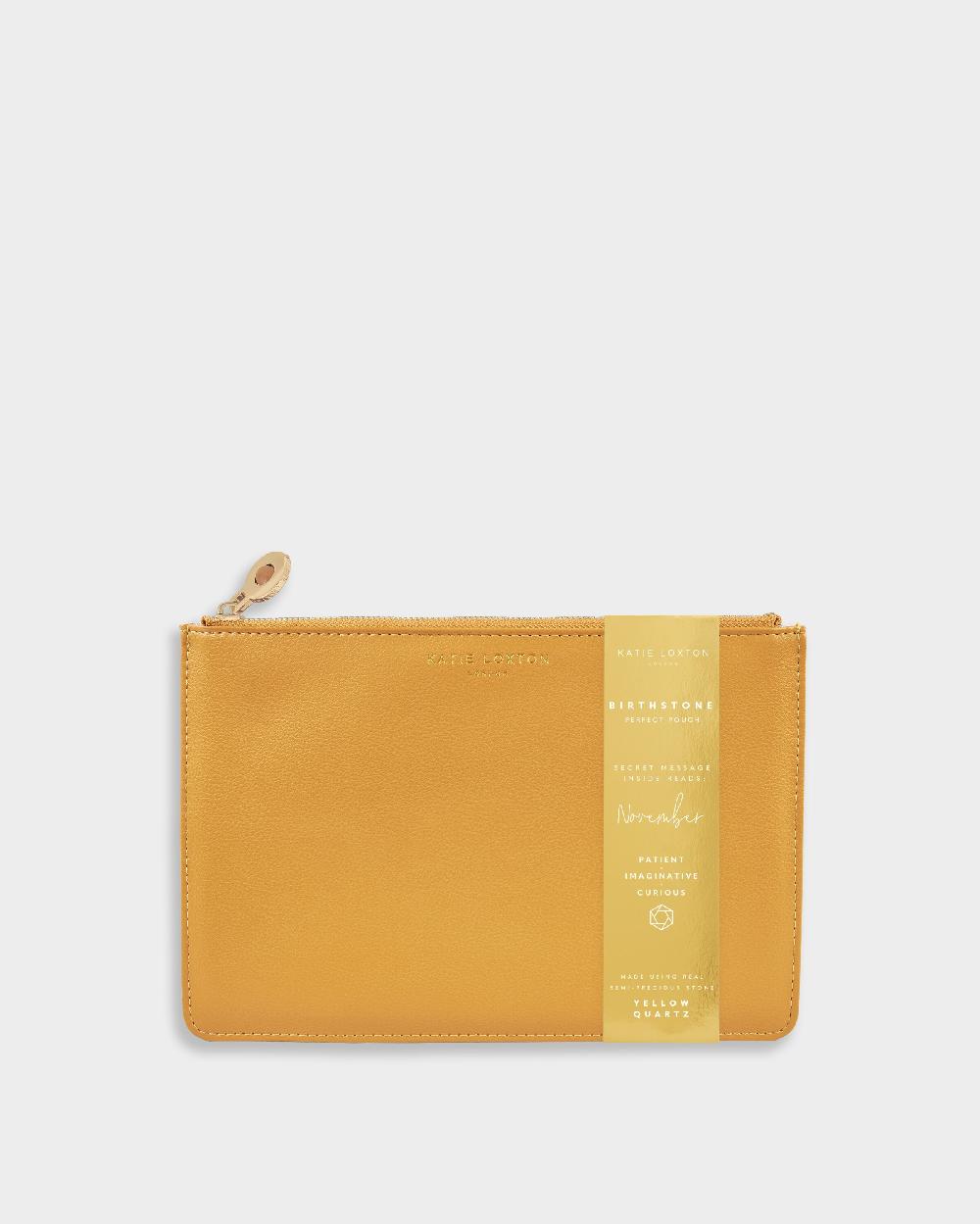 Katie Loxton Birthstone Perfect Pouch 'November' Yellow Quartz In Ochre
