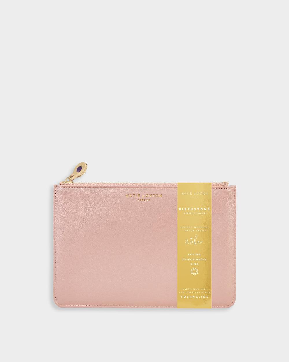 Katie Loxton Birthstone Perfect Pouch 'October' Tourmaline In Dusty Pink