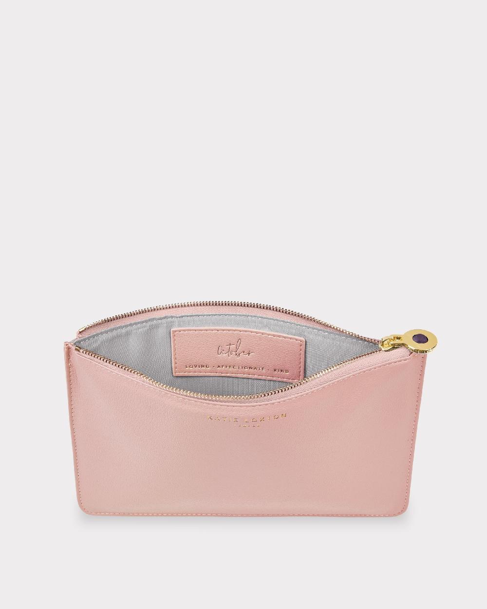 Katie Loxton Birthstone Perfect Pouch 'October' Tourmaline In Dusty Pink
