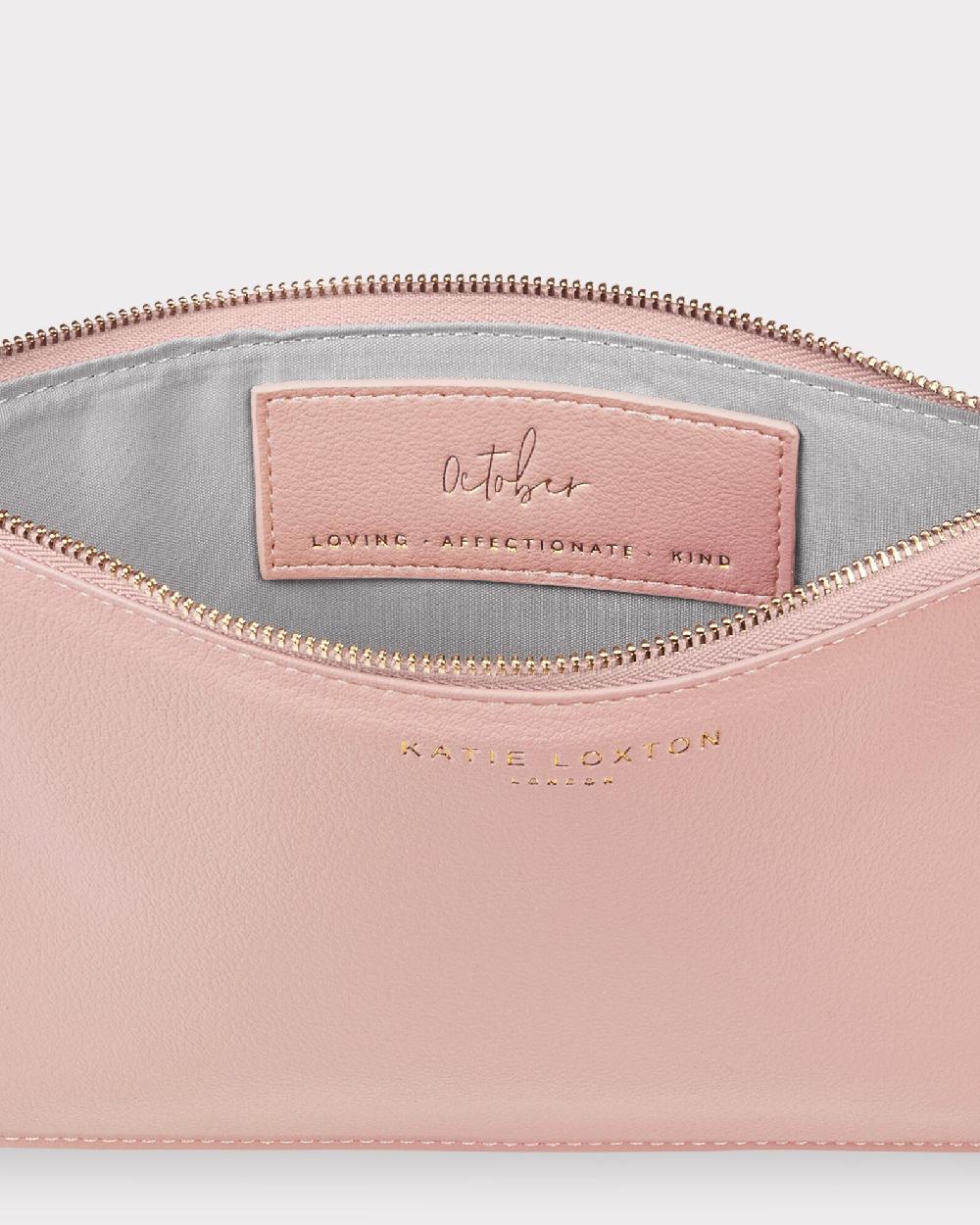 Katie Loxton Birthstone Perfect Pouch 'October' Tourmaline In Dusty Pink