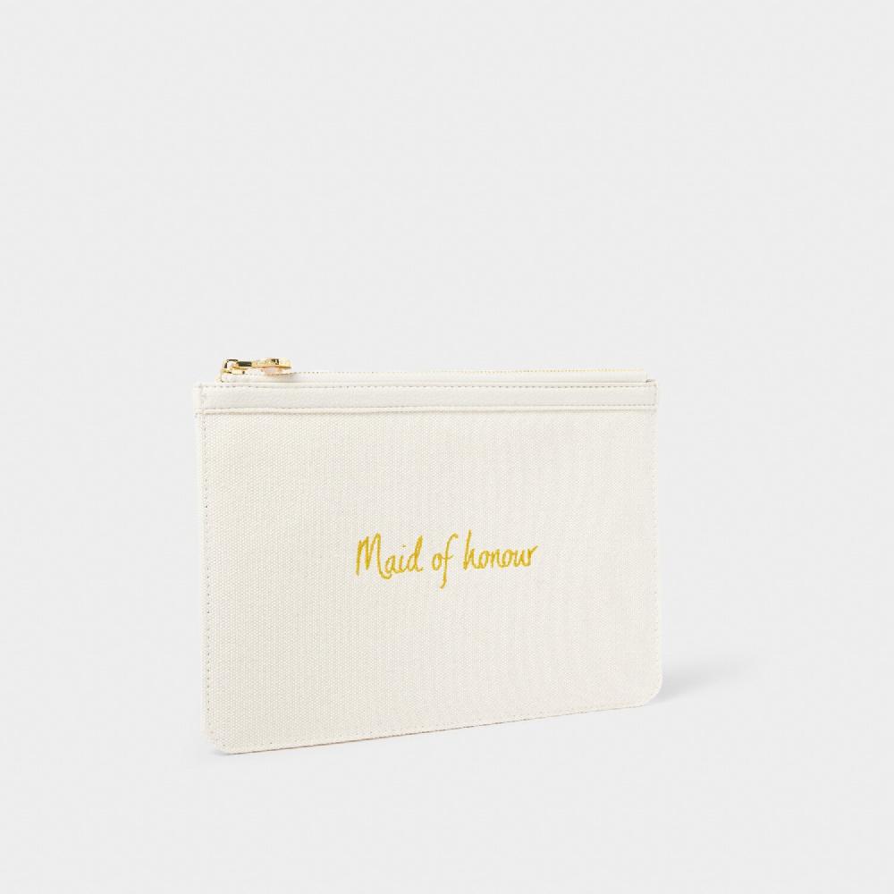 Katie Loxton Bridal Canvas Pouch 'Maid Of Honour' In Off White