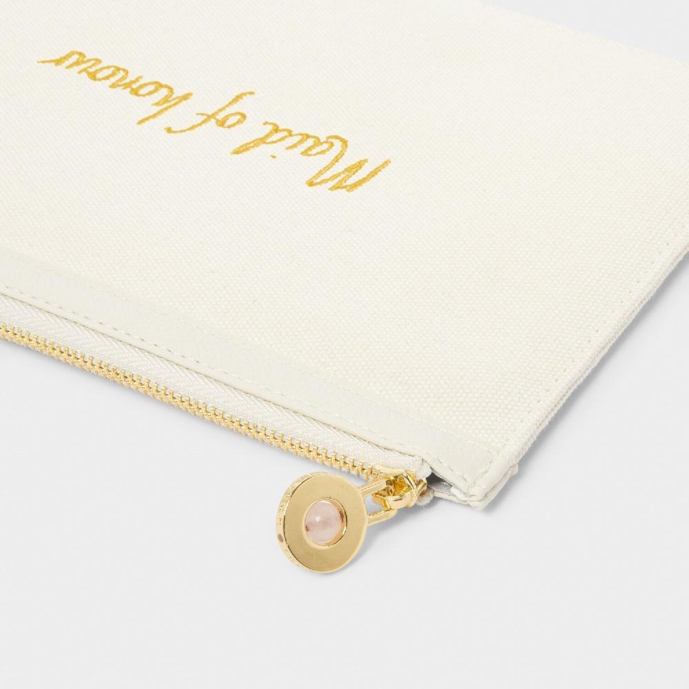 Katie Loxton Bridal Canvas Pouch 'Maid Of Honour' In Off White