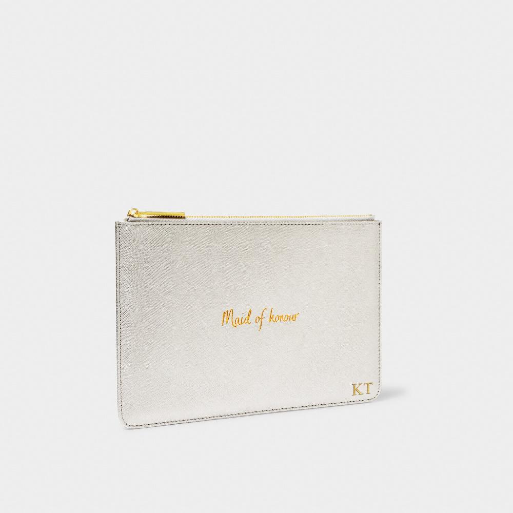 Katie Loxton Bridal Perfect Pouch 'Maid Of Honour' In Silver