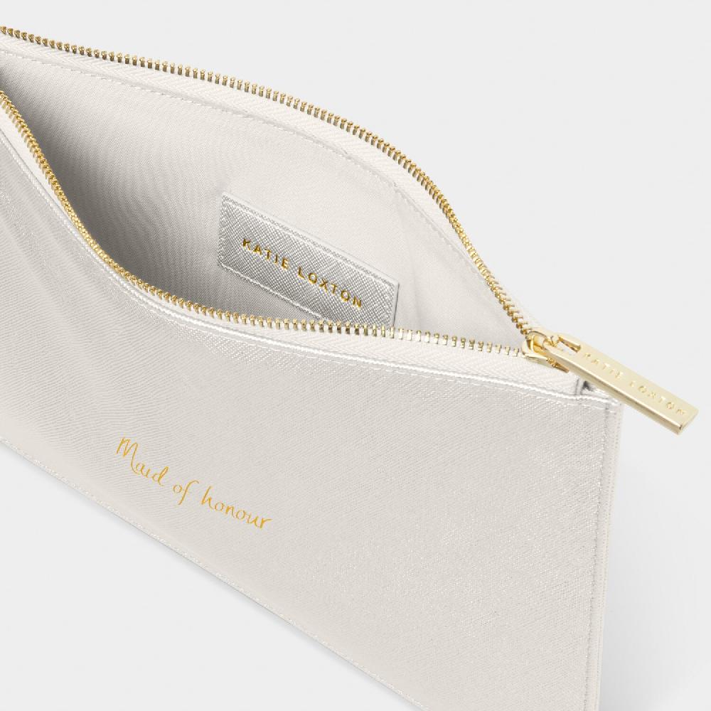 Katie Loxton Bridal Perfect Pouch 'Maid Of Honour' In Silver