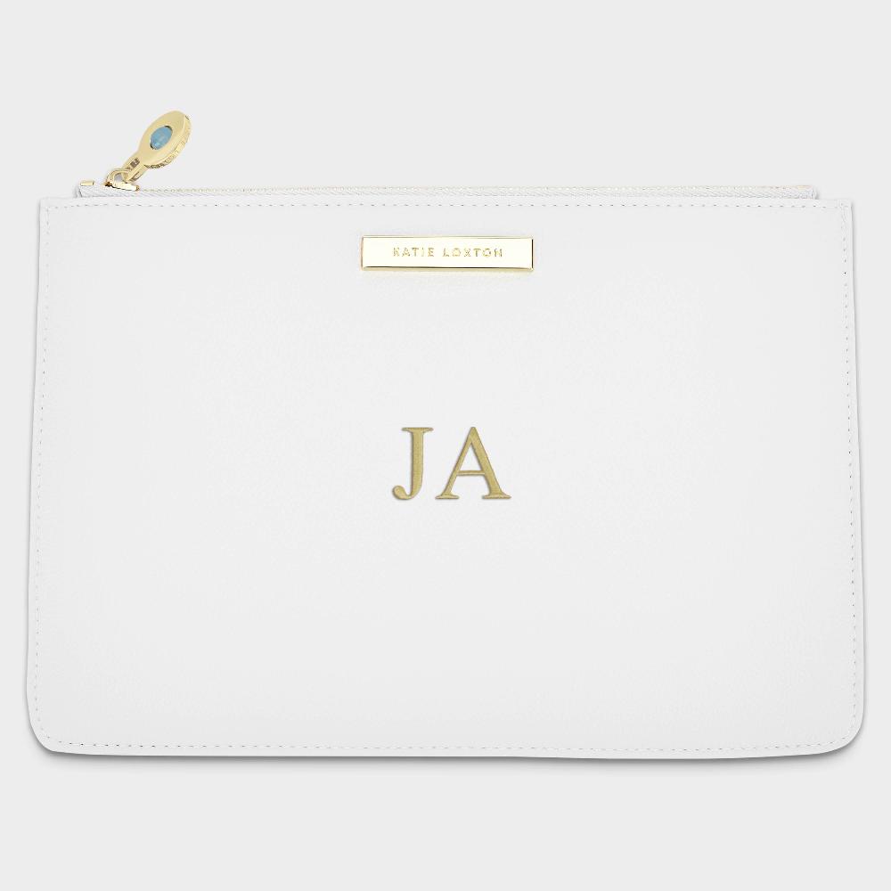 Katie Loxton Bridal Semi-Precious Stone Pouch 'Something Blue For When You Say I Do' Aqua In White