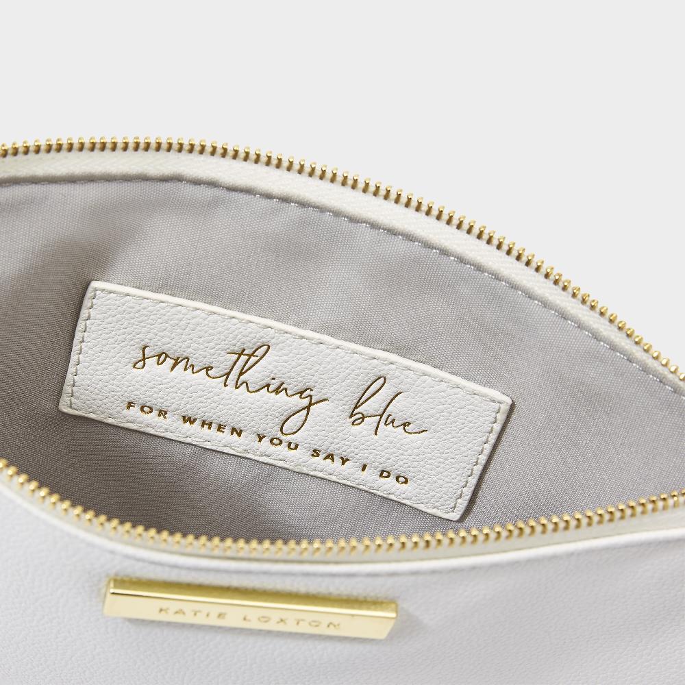Katie Loxton Bridal Semi-Precious Stone Pouch 'Something Blue For When You Say I Do' Aqua In White