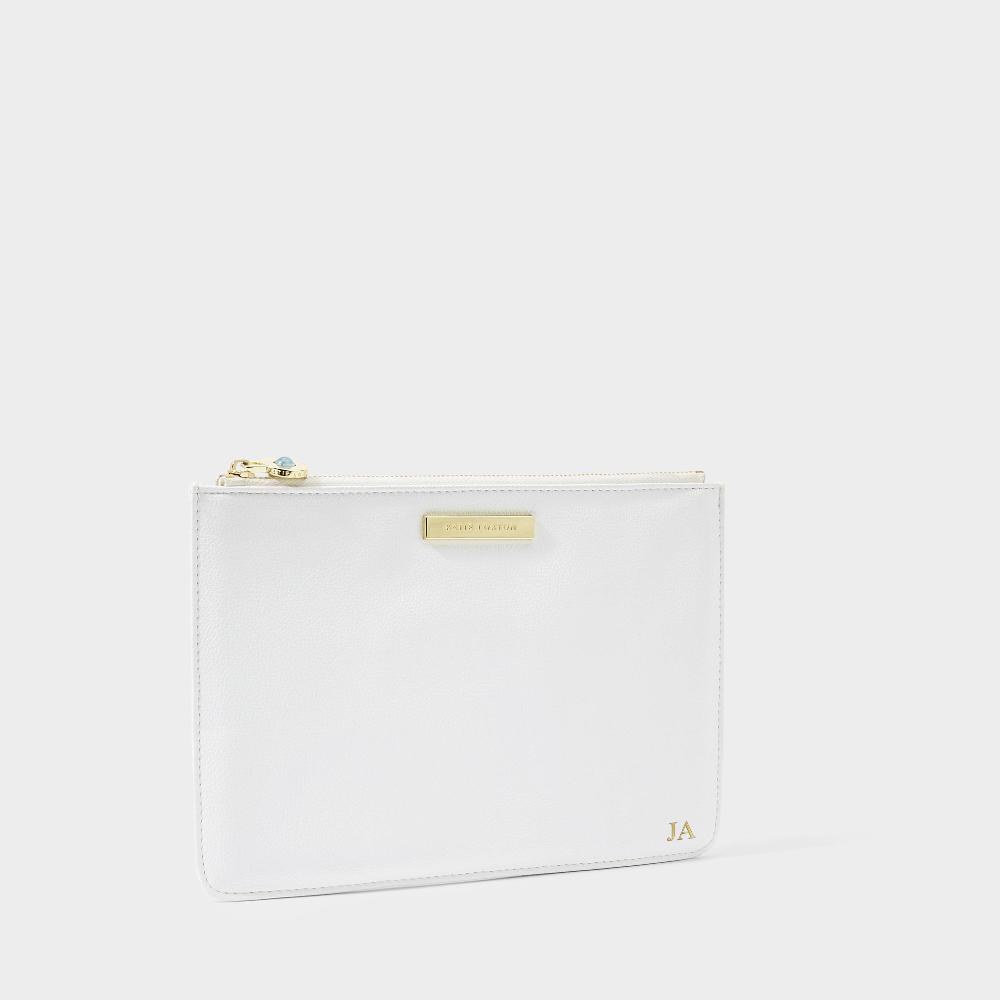 katie loxton Bridal Semi-Precious Stone Pouch 'Something Blue For When You Say I Do' Aqua in White