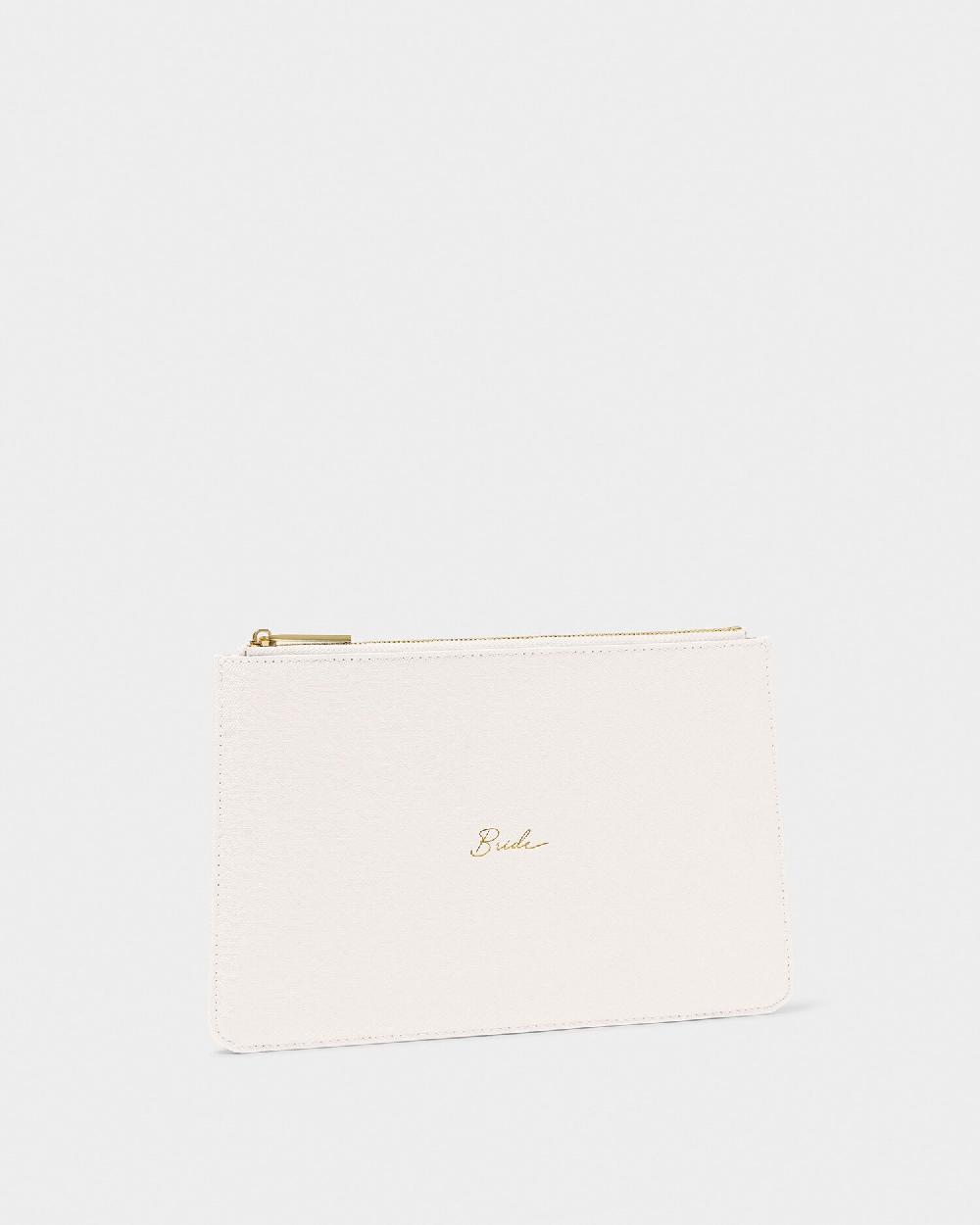 Katie Loxton Bridal Sentiment Pouch 'Bride' In Pearlescent White