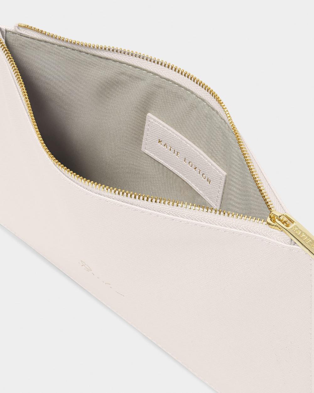Katie Loxton Bridal Sentiment Pouch 'Bride' In Pearlescent White
