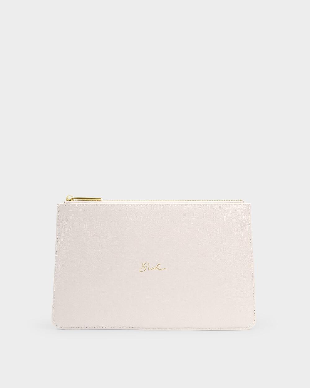 katie loxton Bridal Sentiment Pouch 'Bride' in Pearlescent White