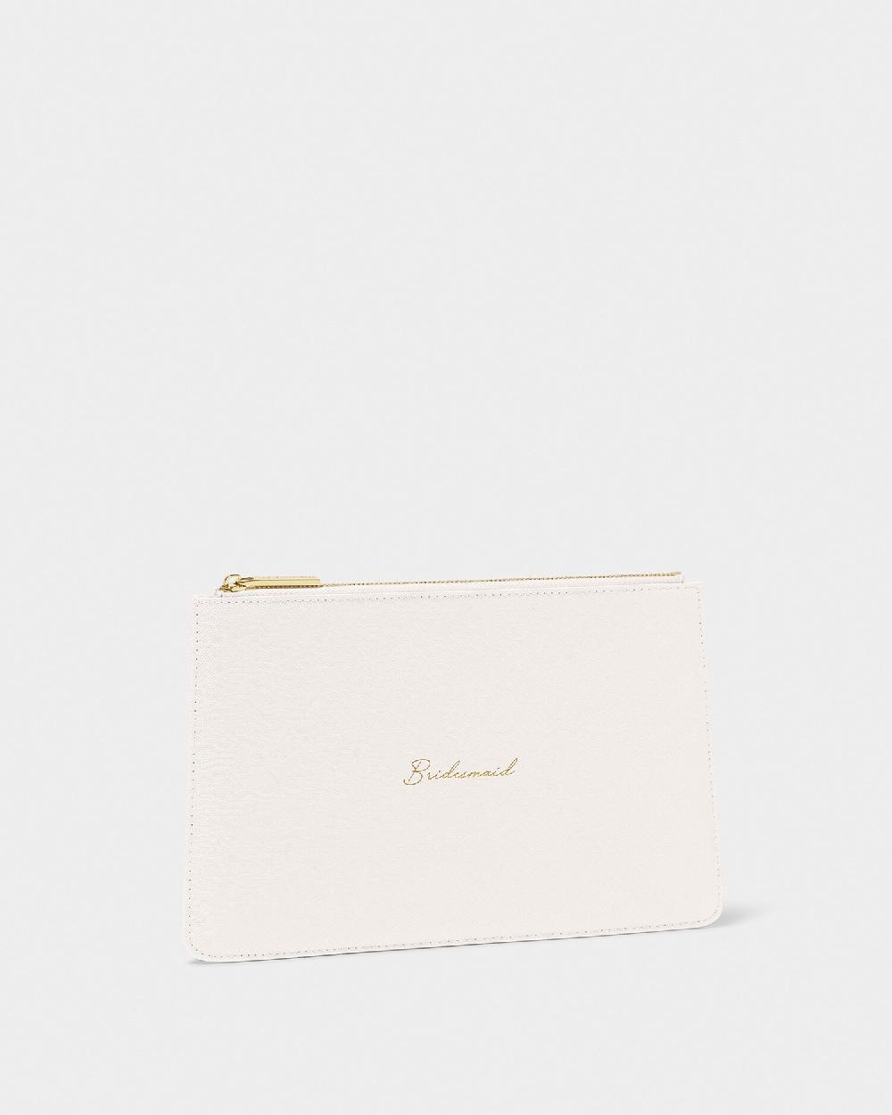 Katie Loxton Bridal Sentiment Pouch 'Bridesmaid' In Pearlescent White