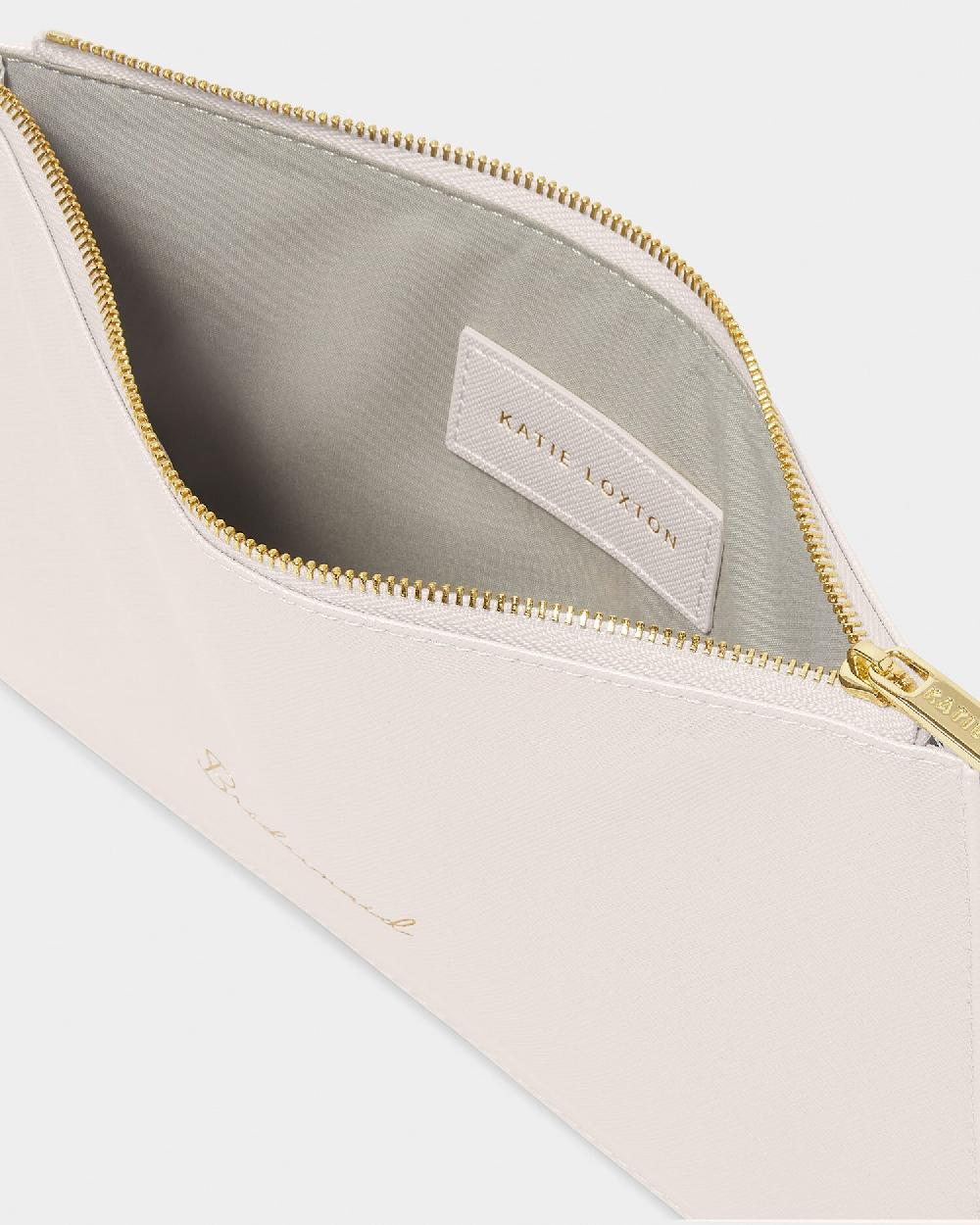 Katie Loxton Bridal Sentiment Pouch 'Bridesmaid' In Pearlescent White
