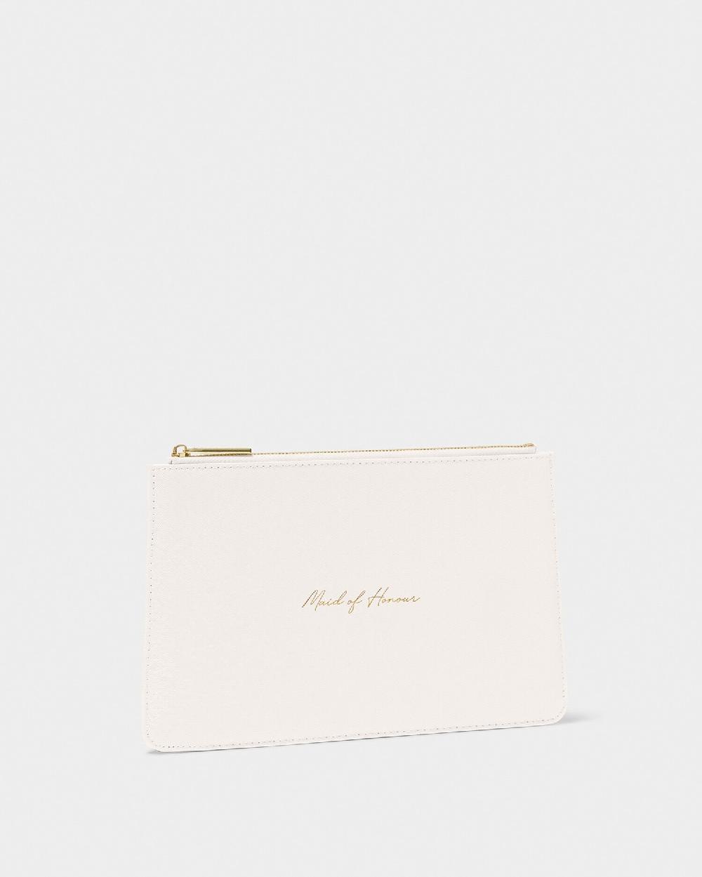 Katie Loxton Bridal Sentiment Pouch 'Maid Of Honour' In Pearlescent White