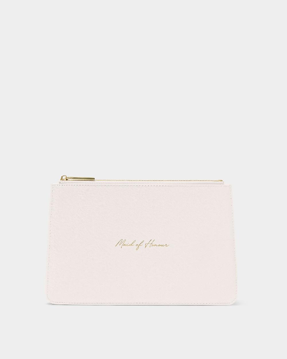 katie loxton Bridal Sentiment Pouch 'Maid Of Honour' in Pearlescent White