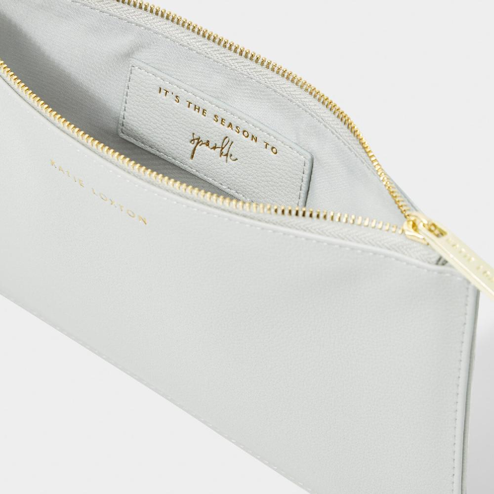 Katie Loxton Christmas Pouch 'It's The Season To Sparkle' In Cool Grey