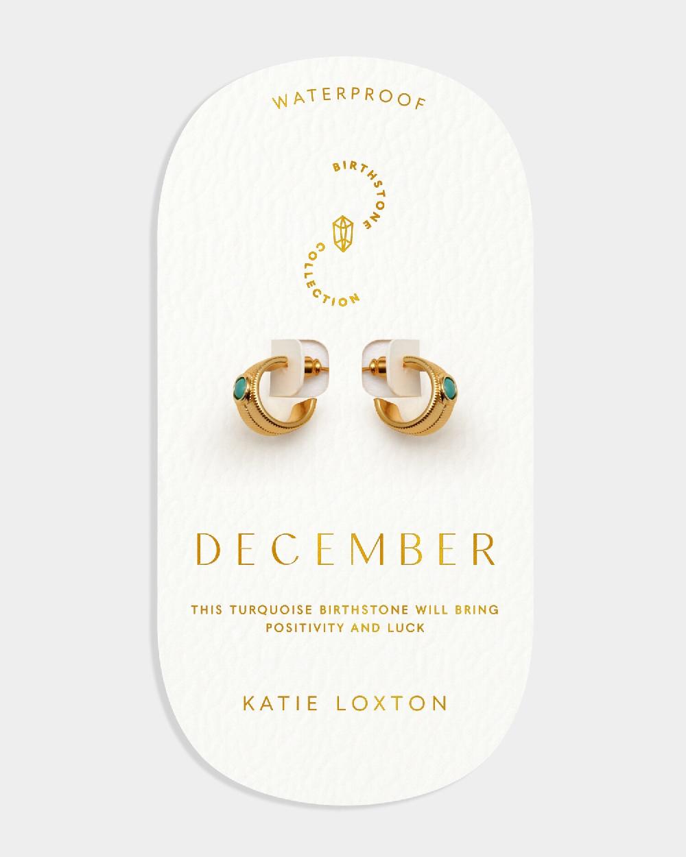 Katie Loxton 'December' Waterproof Gold Birthstone Hoop Earrings