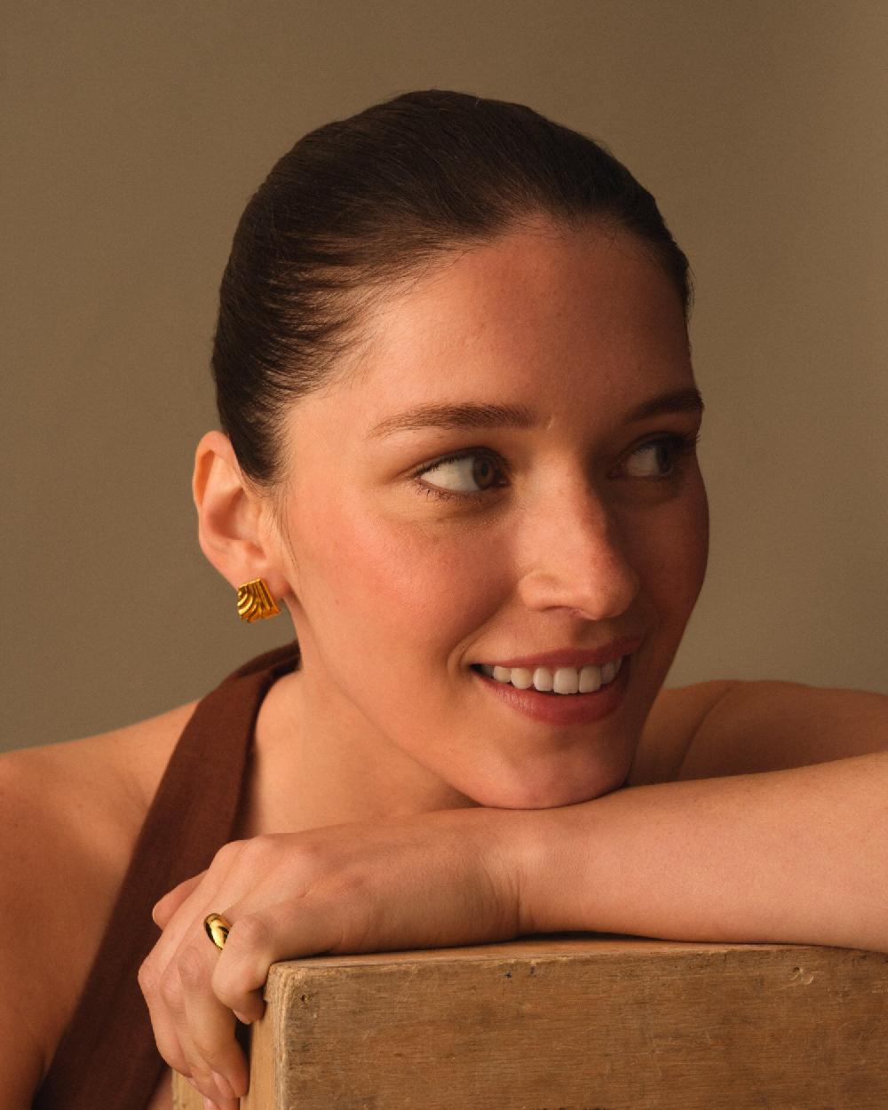 Katie Loxton Era Waterproof Gold Oversized Stud Earrings