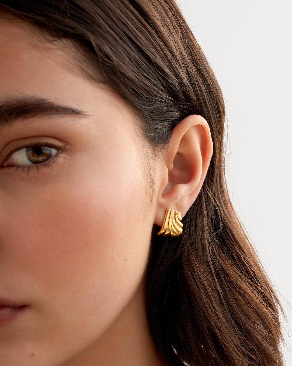 katie loxton Era Waterproof Gold Oversized Stud Earrings