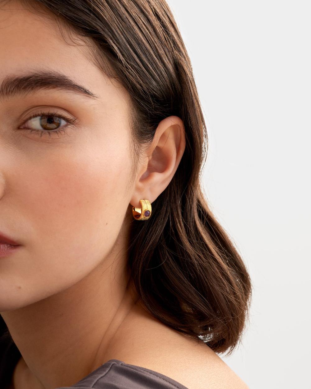 katie loxton 'February' Waterproof Gold Birthstone Hoop Earrings