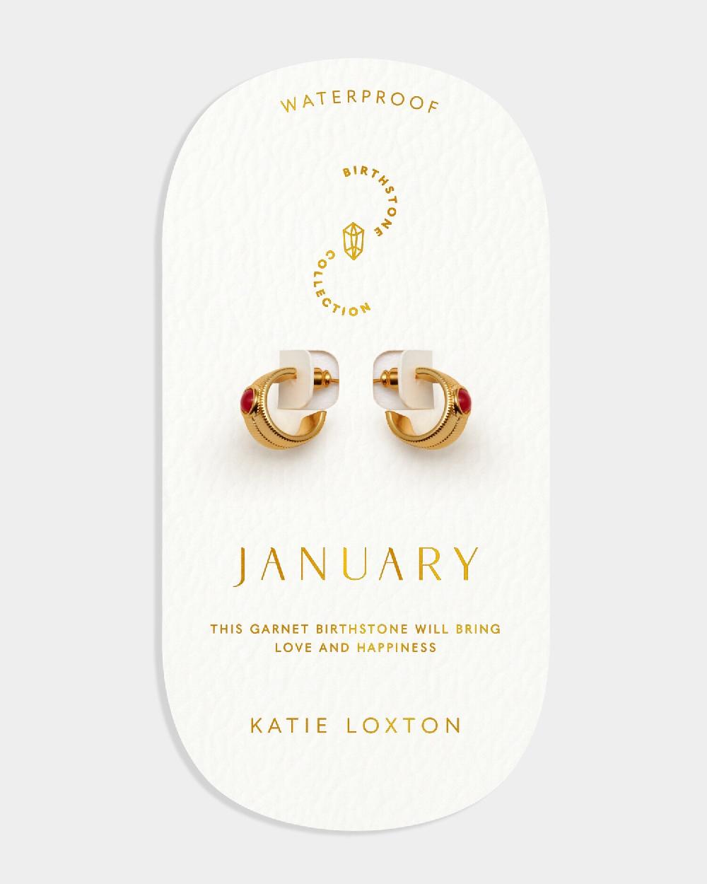 Katie Loxton 'January' Waterproof Gold Birthstone Hoop Earrings