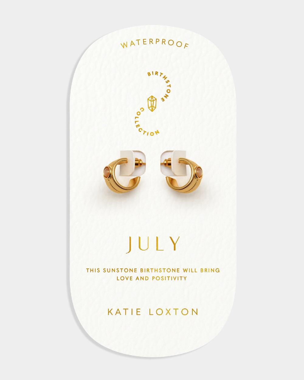 Katie Loxton 'July' Waterproof Gold Birthstone Hoop Earrings