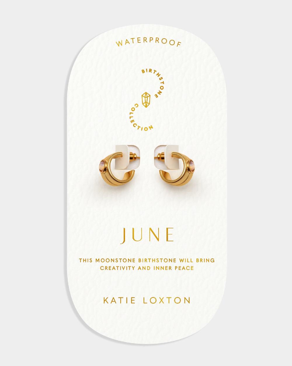 Katie Loxton 'June' Waterproof Gold Birthstone Hoop Earrings