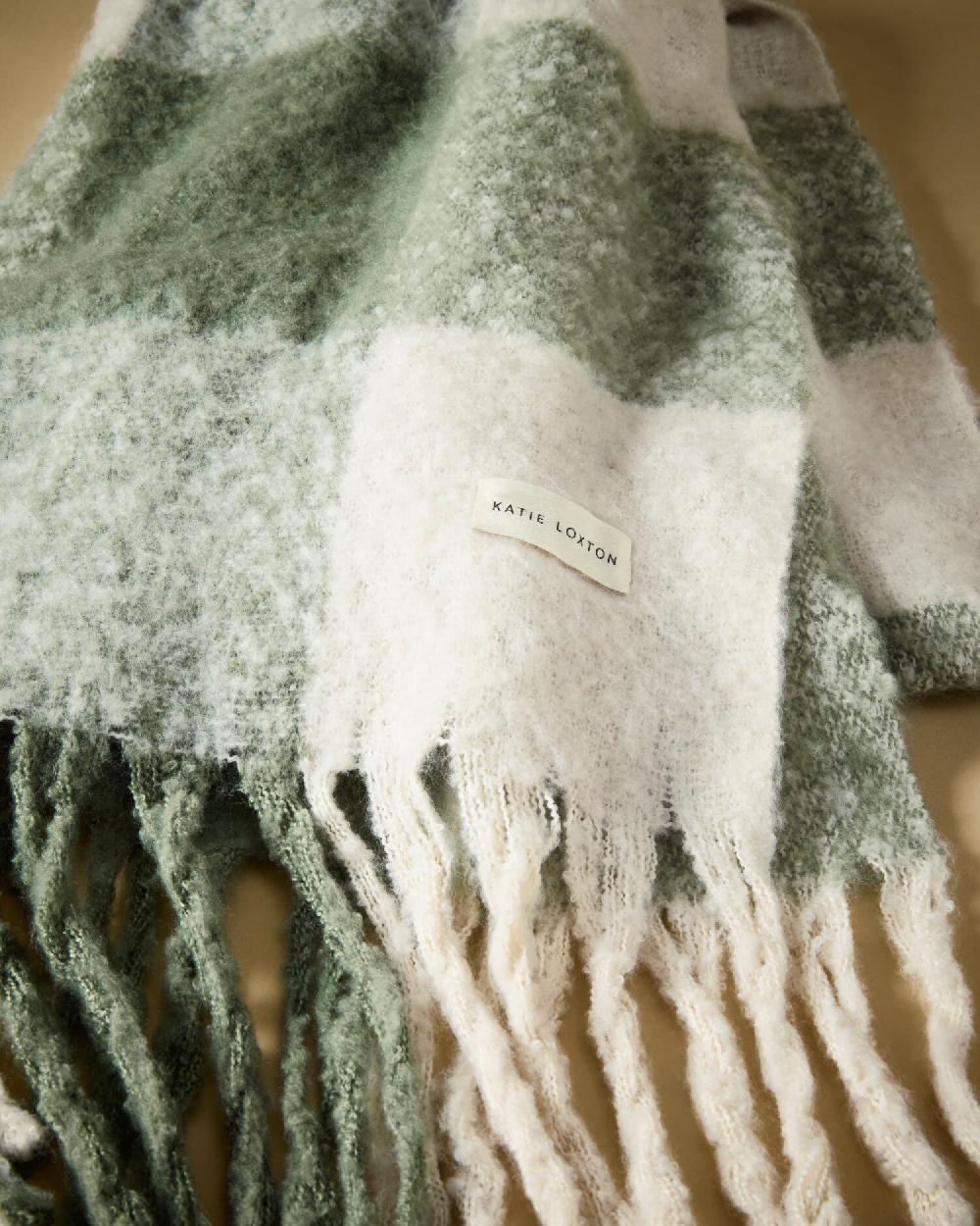 Katie Loxton Recycled Checked Tassel Scarf