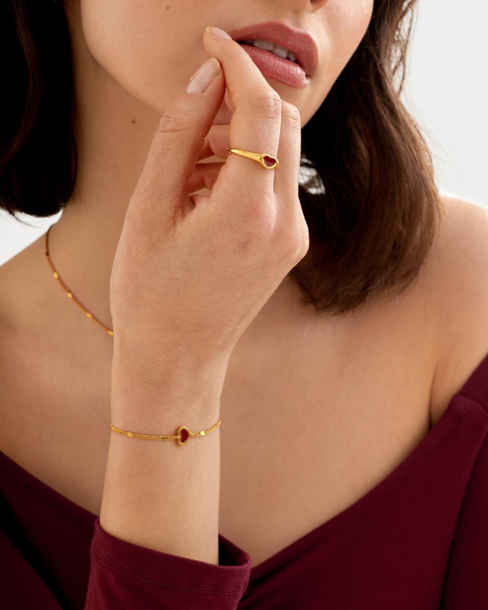 katie loxton Rouge Waterproof Gold Heart Ring