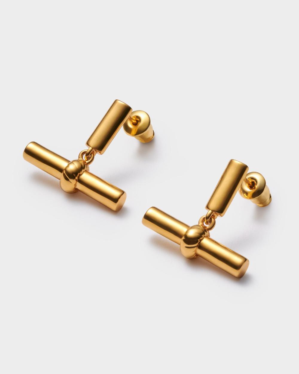 Katie Loxton Themis Waterproof Gold T-Bar Earrings
