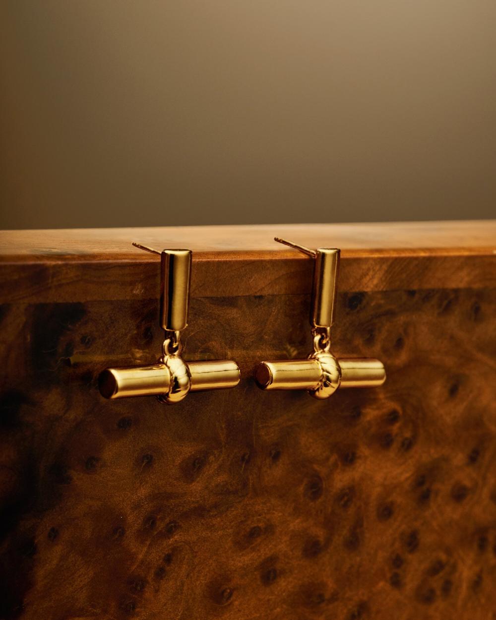 Katie Loxton Themis Waterproof Gold T-Bar Earrings