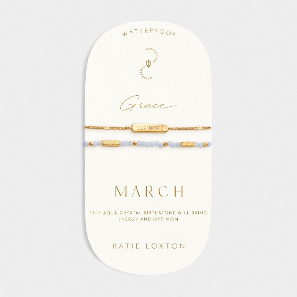 Katie Loxton 'March' Waterproof Gold Birthstone Bracelet