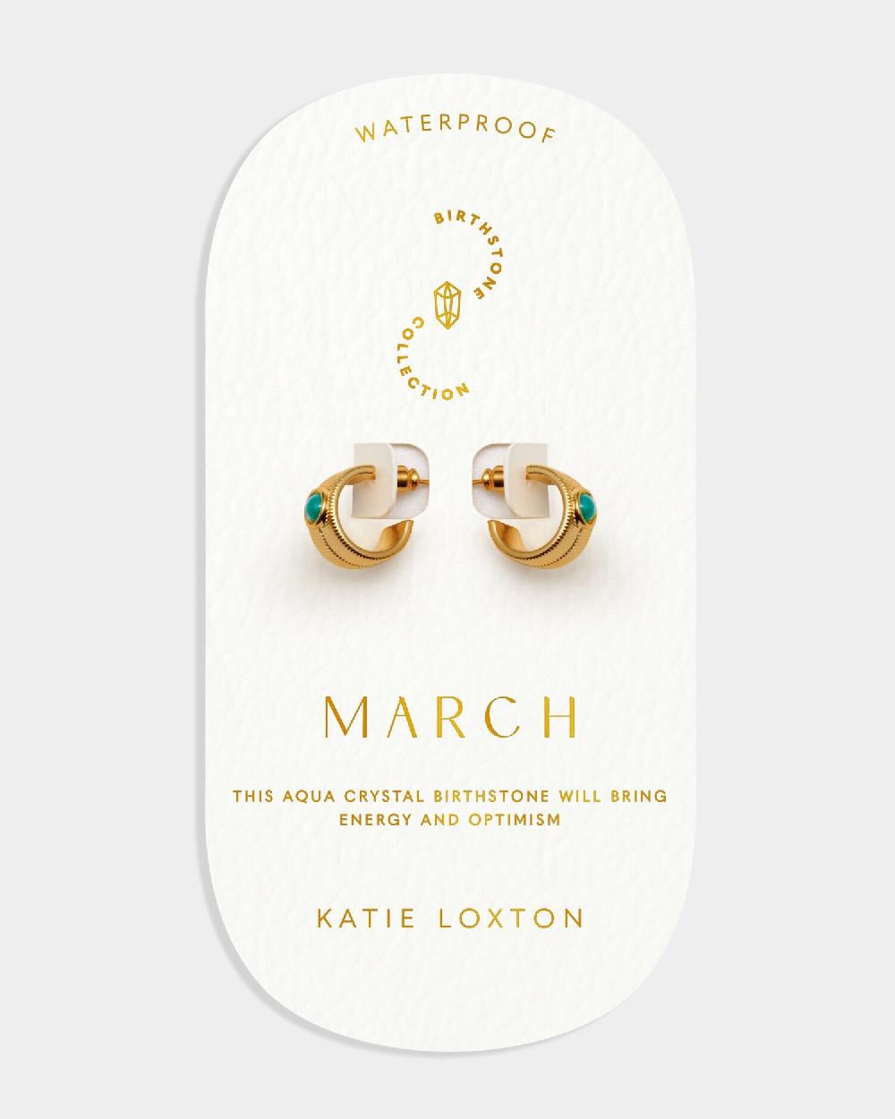 Katie Loxton 'March' Waterproof Gold Birthstone Hoop Earrings