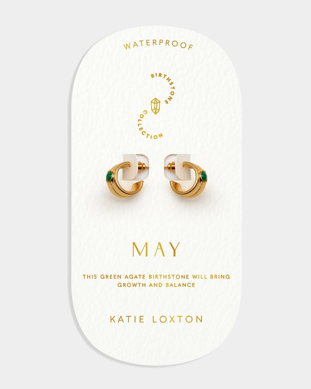 Katie Loxton 'May' Waterproof Gold Birthstone Hoop Earrings