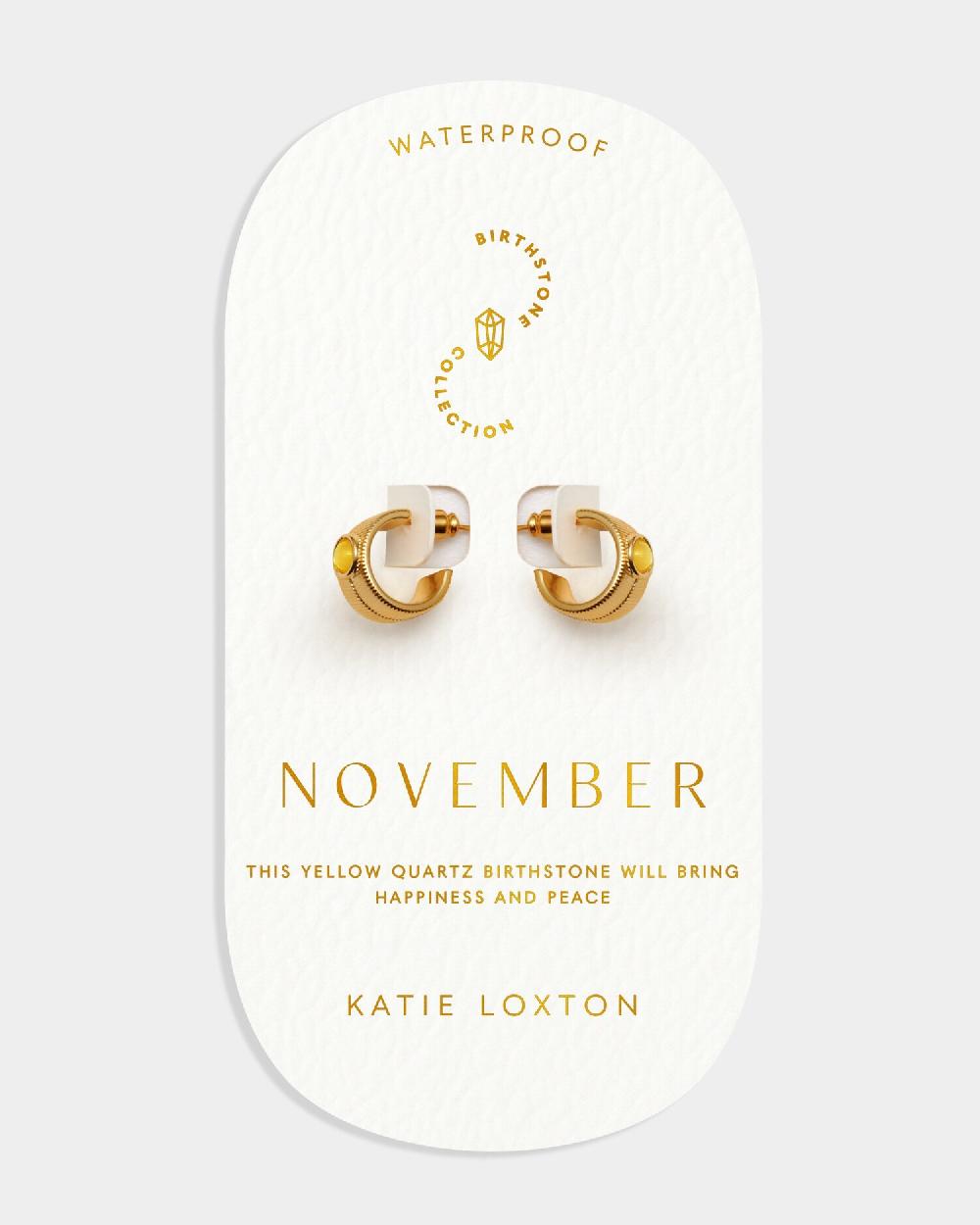 Katie Loxton 'November' Waterproof Gold Birthstone Hoop Earrings
