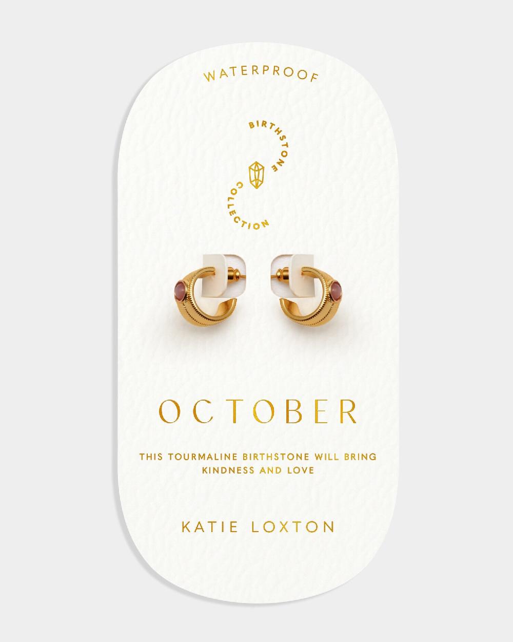 Katie Loxton 'October' Waterproof Gold Birthstone Hoop Earrings