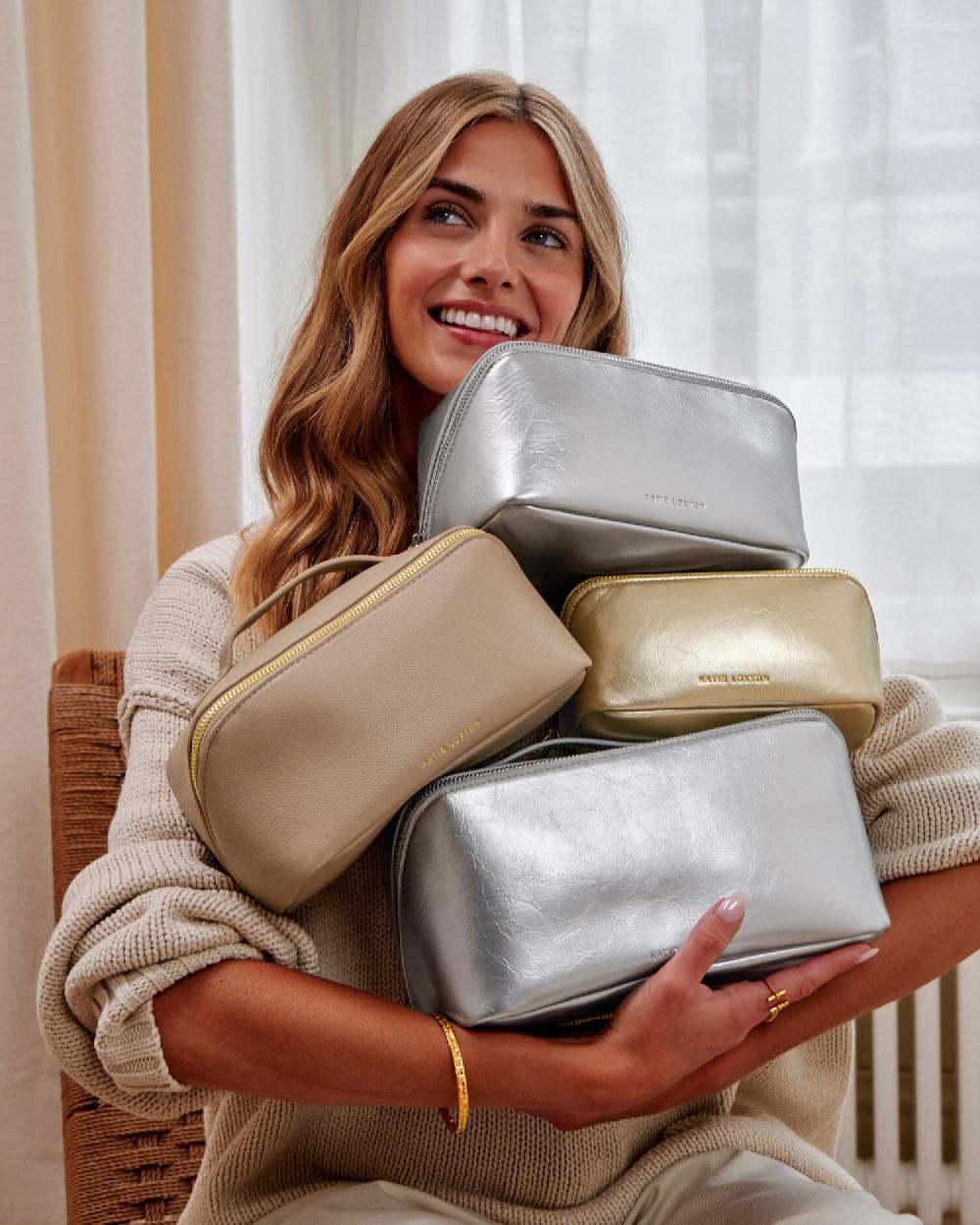 katie loxton Patent Crackle Fold-Out Mirror Makeup Bag