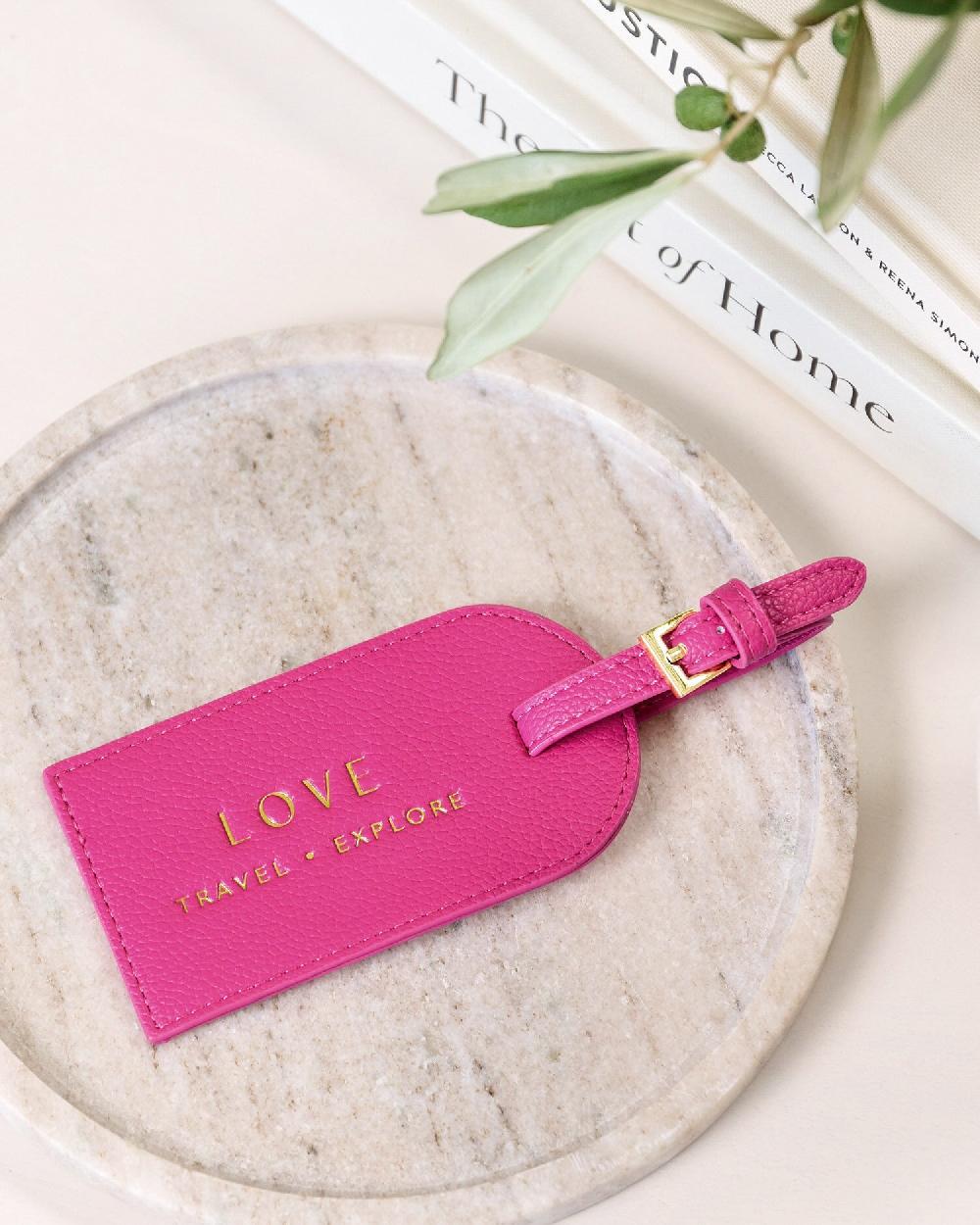 katie loxton Sentiment Luggage Tag 'Love Travel Explore'