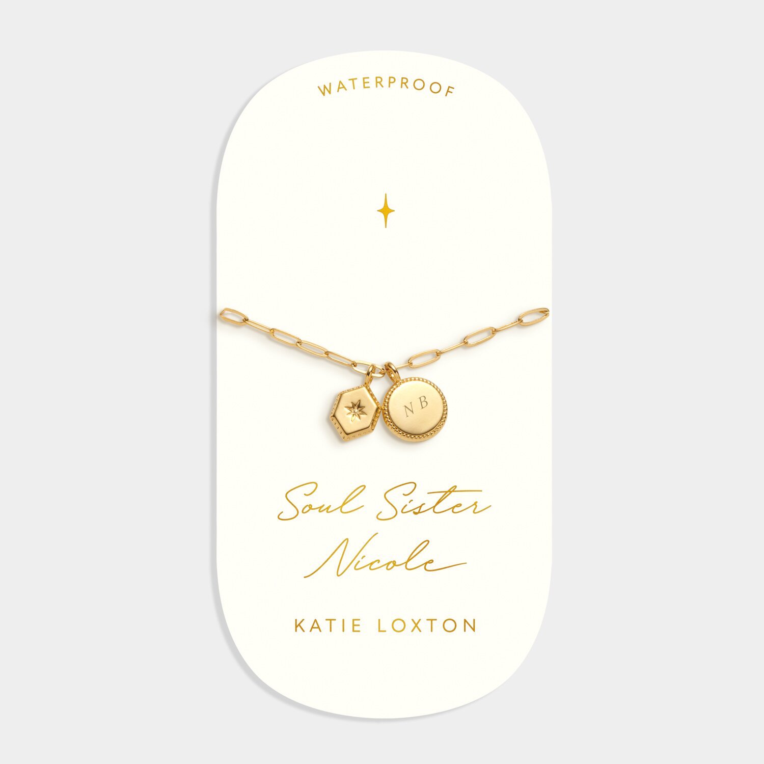 Katie Loxton 'Soul Sister' Waterproof Gold Charm Bracelet